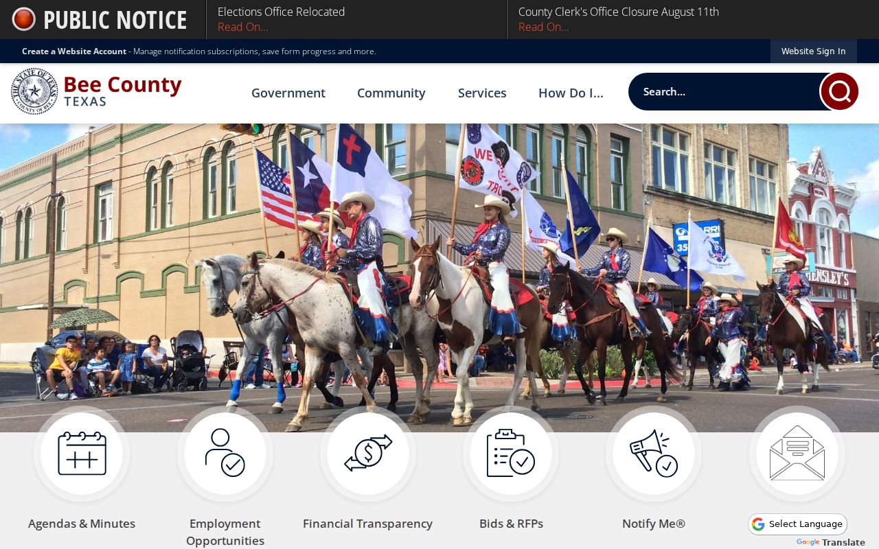 Official Bee County government website for criminal record office contacts